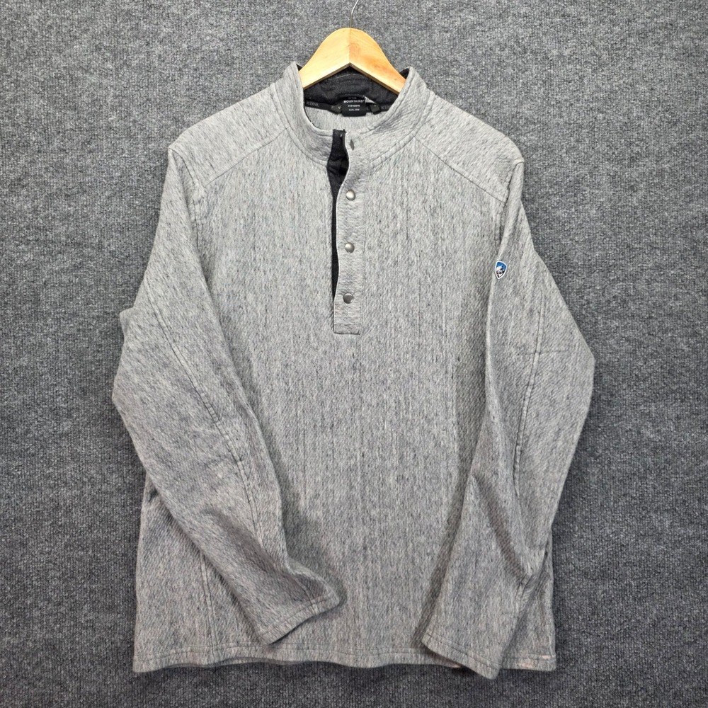 KUHL Men's Gray Long Sleeve Snap Collar Pullover Sweater XL‎